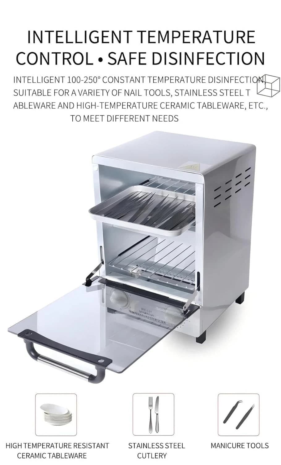 12L Stainless Steel Nail Tool Sterilizer with Timer & Temperature Control - Thumbnail 3