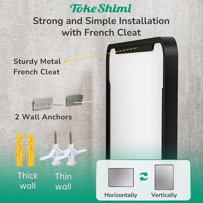TokeShimi 36x36 Matte Black Bathroom Mirror Square Vanity Wall Mirror - Thumbnail 7