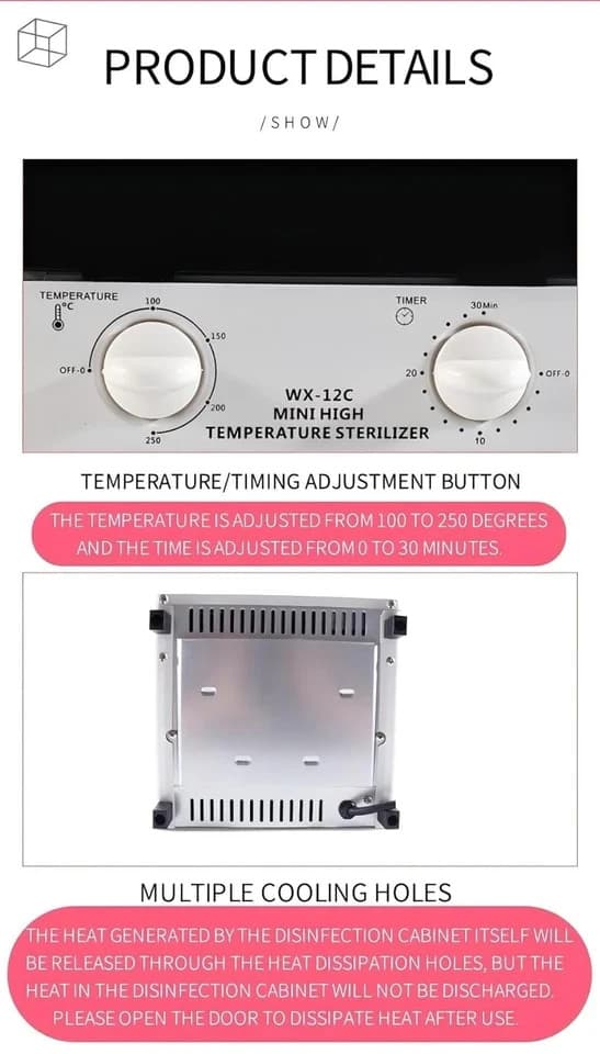 12L Stainless Steel Nail Tool Sterilizer with Timer & Temperature Control - Thumbnail 5
