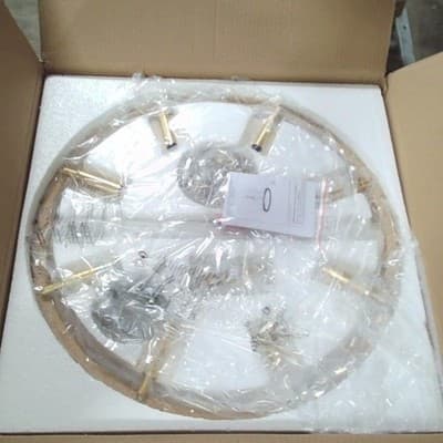 Gold Farmhouse Chandelier 8 Light Wagon Wheel Chandelier Modern Metal Round - Thumbnail 11