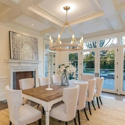 Gold Farmhouse Chandelier 8 Light Wagon Wheel Chandelier Modern Metal Round - Thumbnail 2