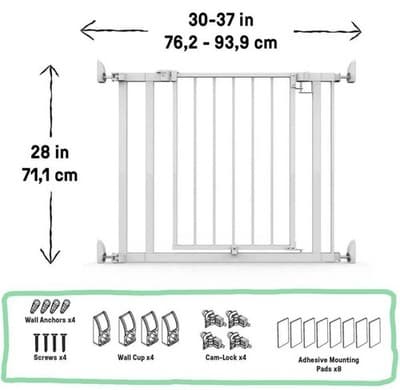 INGENUITY 28 in. Pet & Baby Gate w/ Quad Cam Lock, Pressure or Hardware Mounted - Thumbnail 8