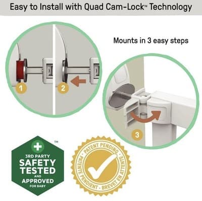 INGENUITY 28 in. Pet & Baby Gate w/ Quad Cam Lock, Pressure or Hardware Mounted - Thumbnail 4