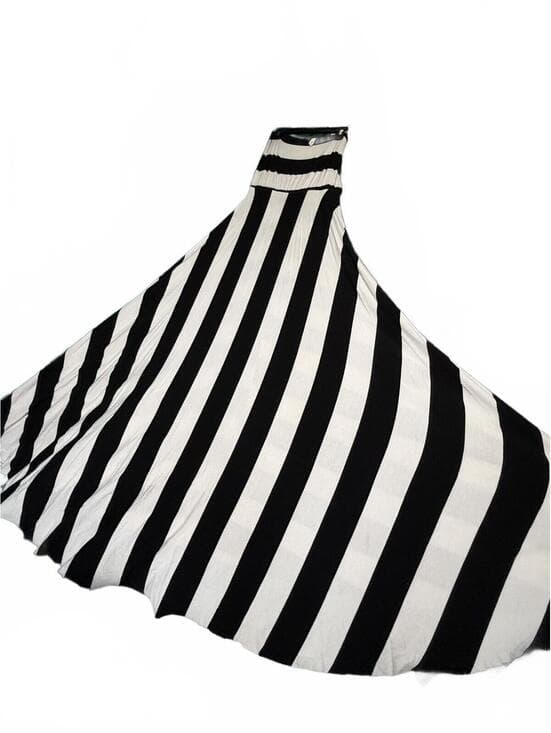 Elan Strapless Chevron Striped Maxi Dress Black White Knit