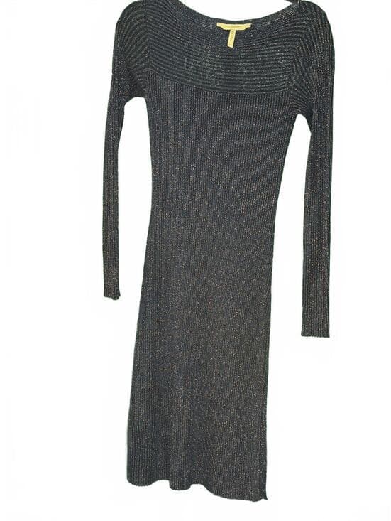 BCBGMAXAZRIA Elegant Metallic Textured Knit Dress (XS)