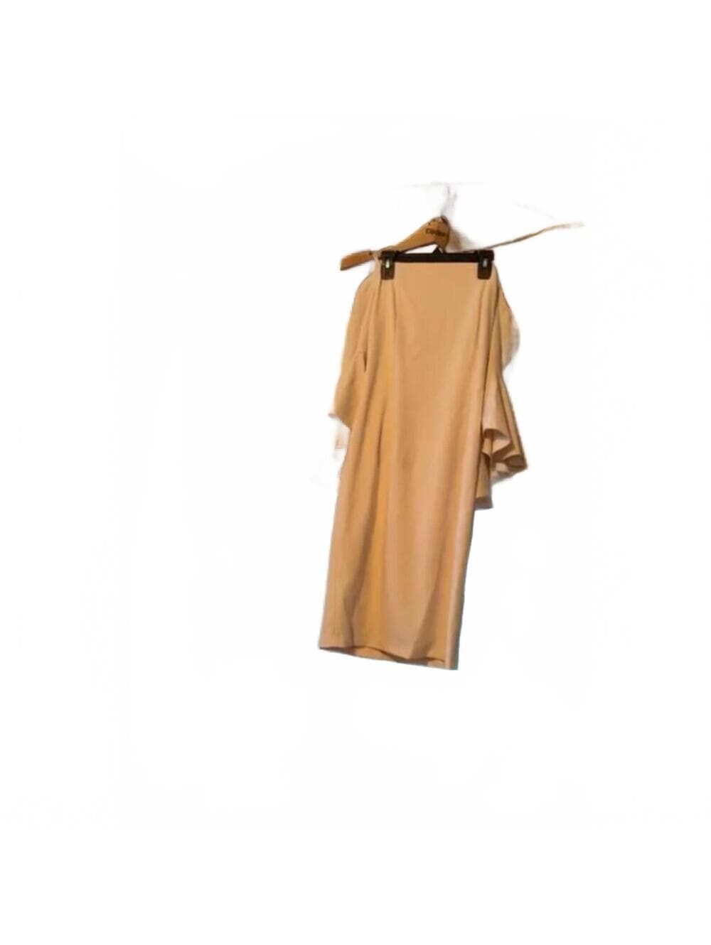 Calvin Klein Sheath Dress Off The Shoulder Bell Sleeve Beige - Thumbnail 4