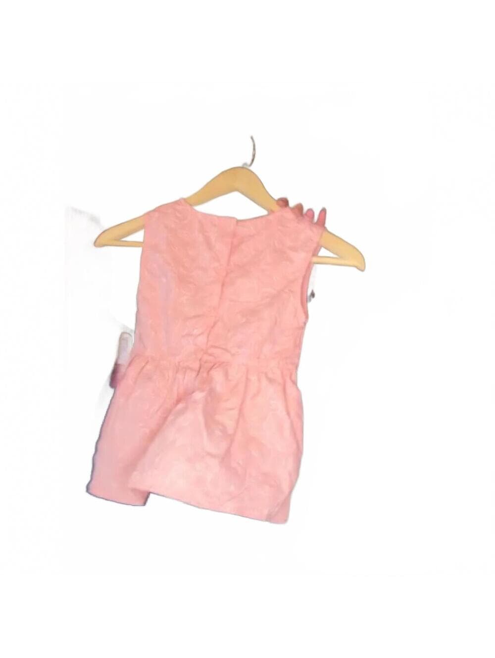 NWT Penelope Mack Girls Pink Jacquard Peplum Blouse - Thumbnail 4