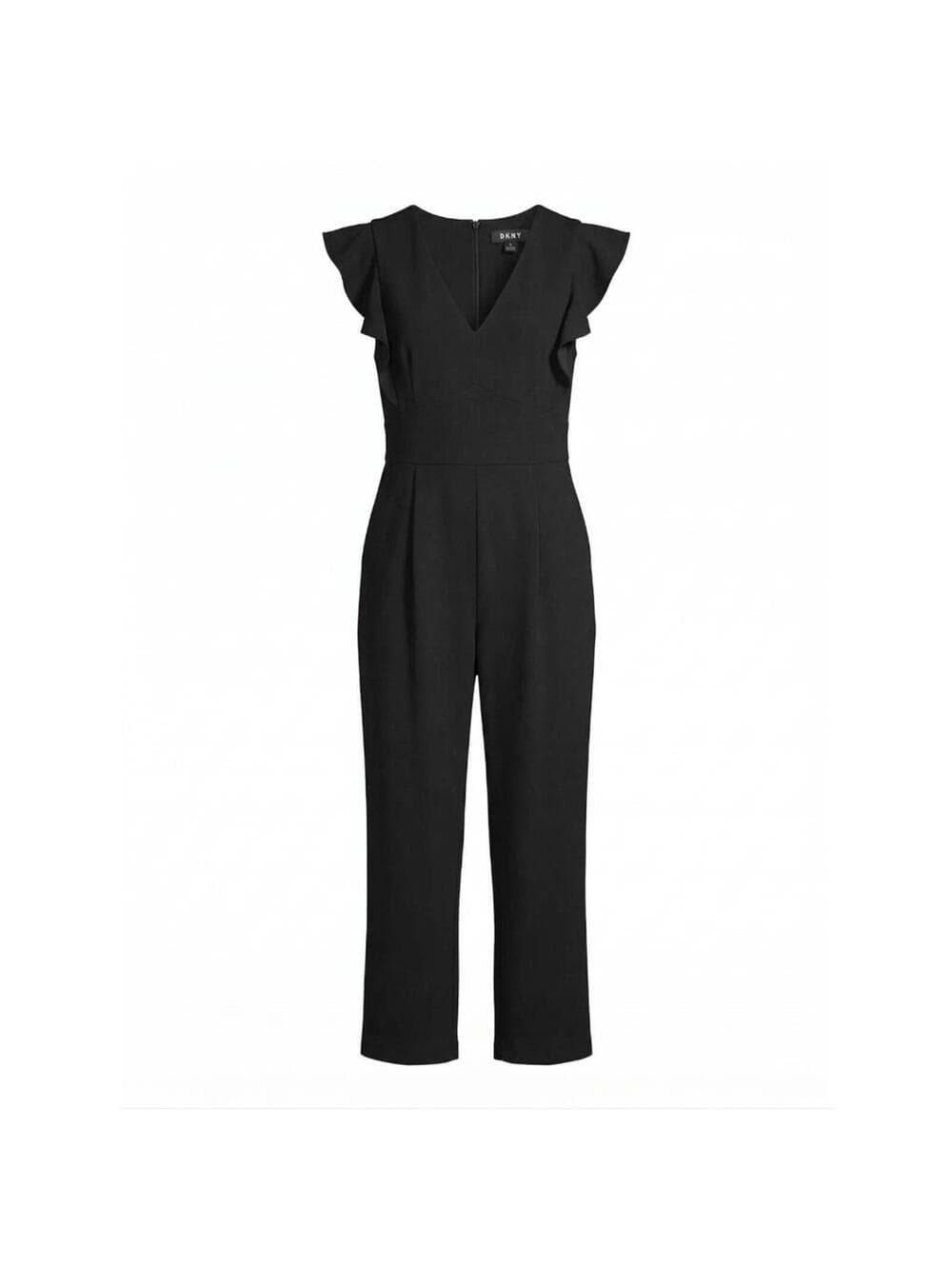DKNY Black Ruffle Flutter Sleeve - Jumpsuit Pockets - Thumbnail 2