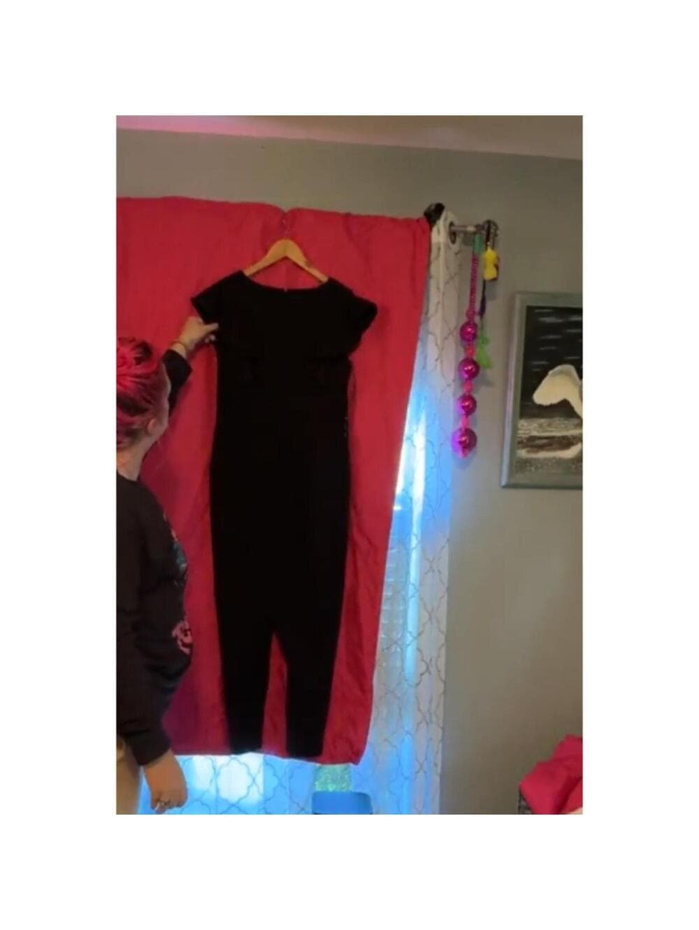 DKNY Black Ruffle Flutter Sleeve - Jumpsuit Pockets - Thumbnail 5