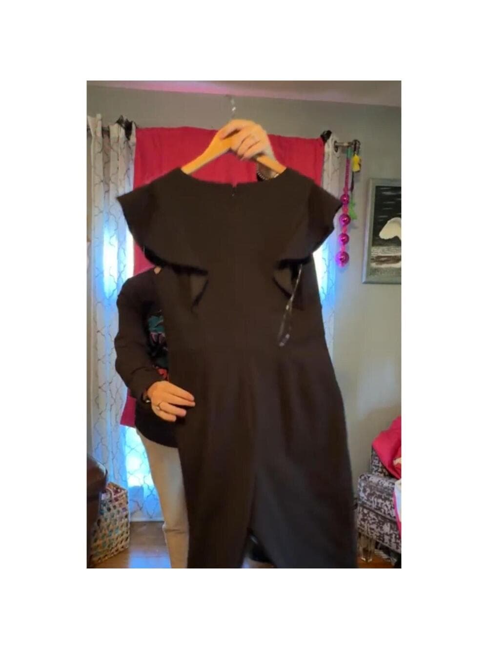 DKNY Black Ruffle Flutter Sleeve - Jumpsuit Pockets - Thumbnail 7