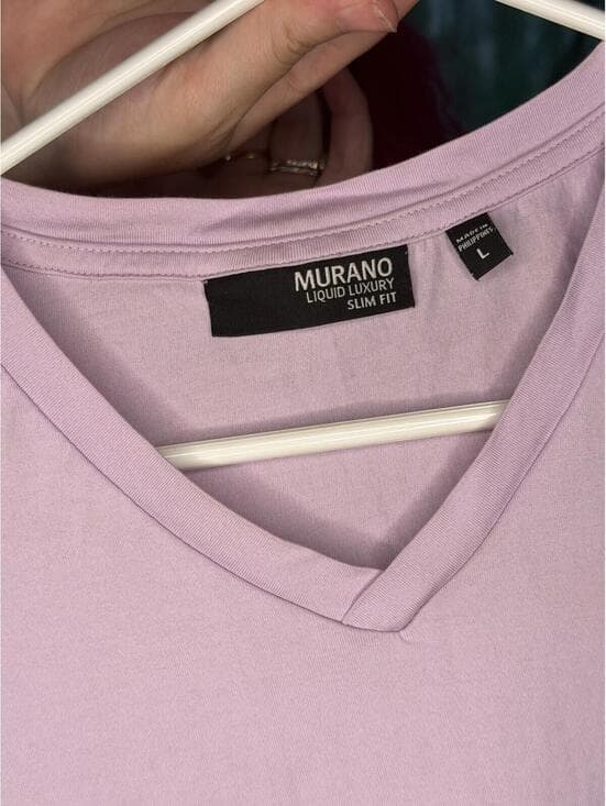 Murano Liquid Luxury Slim Fit V-Neck T-Shirt - Light Purple,