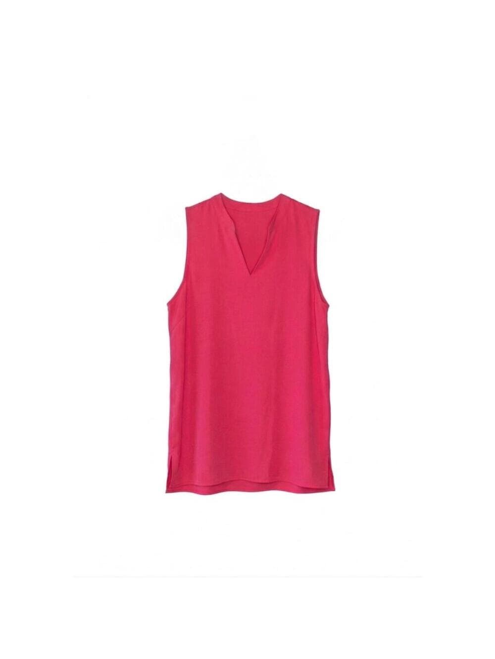NWT ABLA V-Neck Sleeveless Golf Cut Athletic Tank Hot Pink - Thumbnail 2