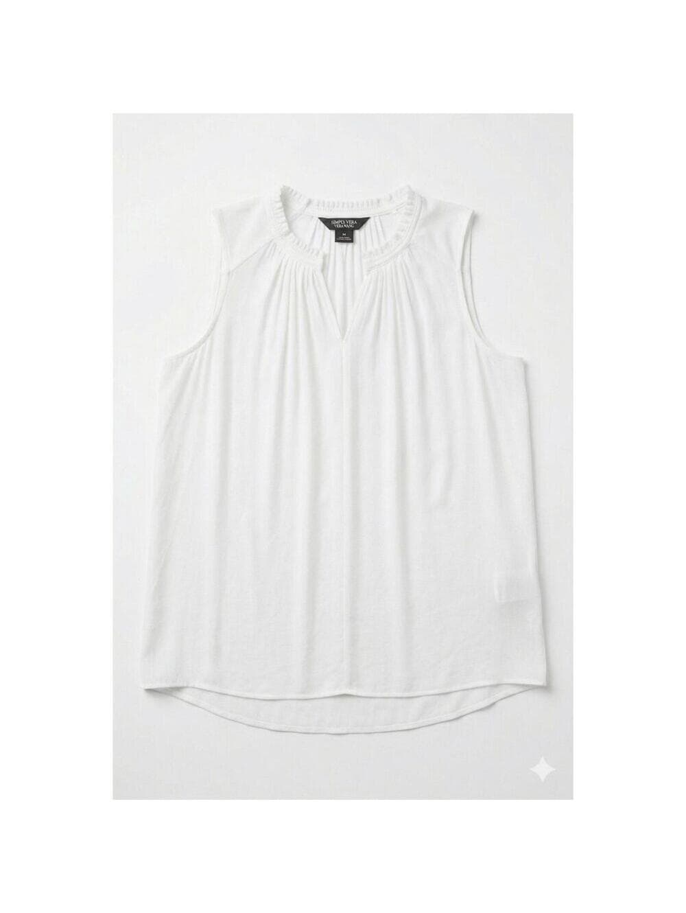 NWT Simply Vera Wang Tank Pleated Shirred Neck Sleeveless - Thumbnail 3
