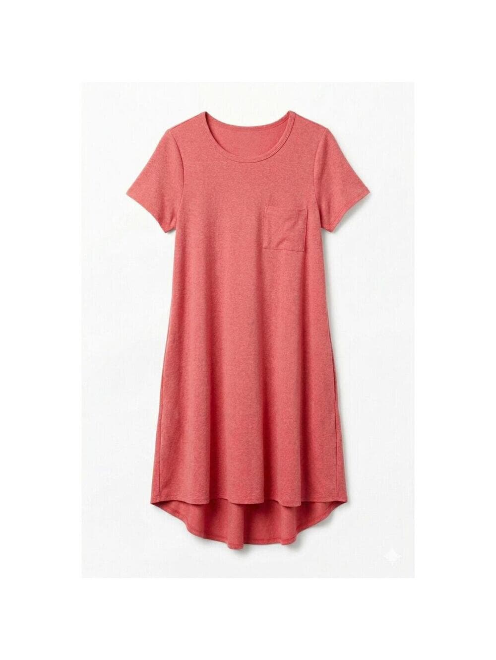 LULAROE Carly Swing Dress Solid Front Pocket High Low - Thumbnail 2
