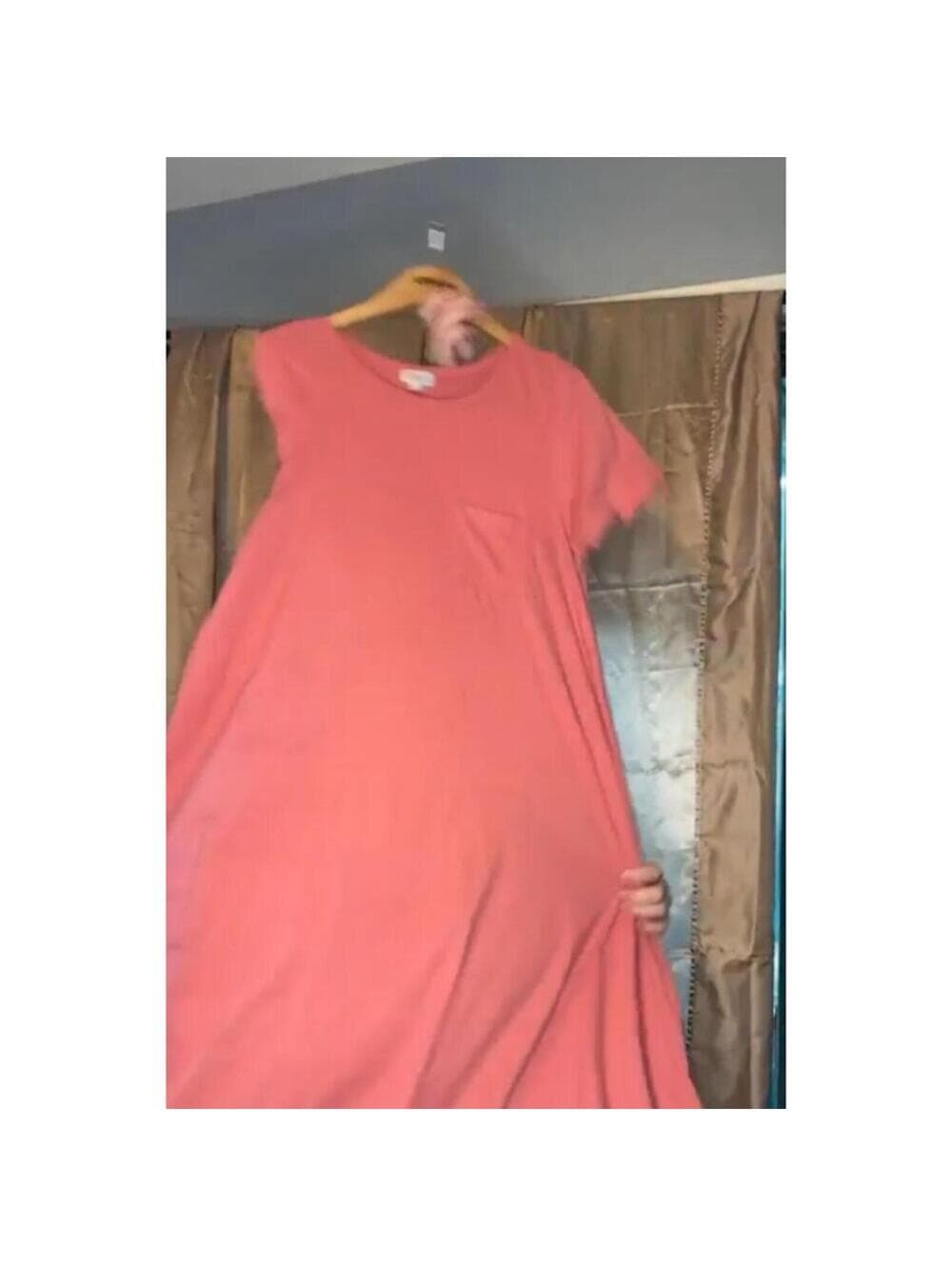 LULAROE Carly Swing Dress Solid Front Pocket High Low - Thumbnail 4