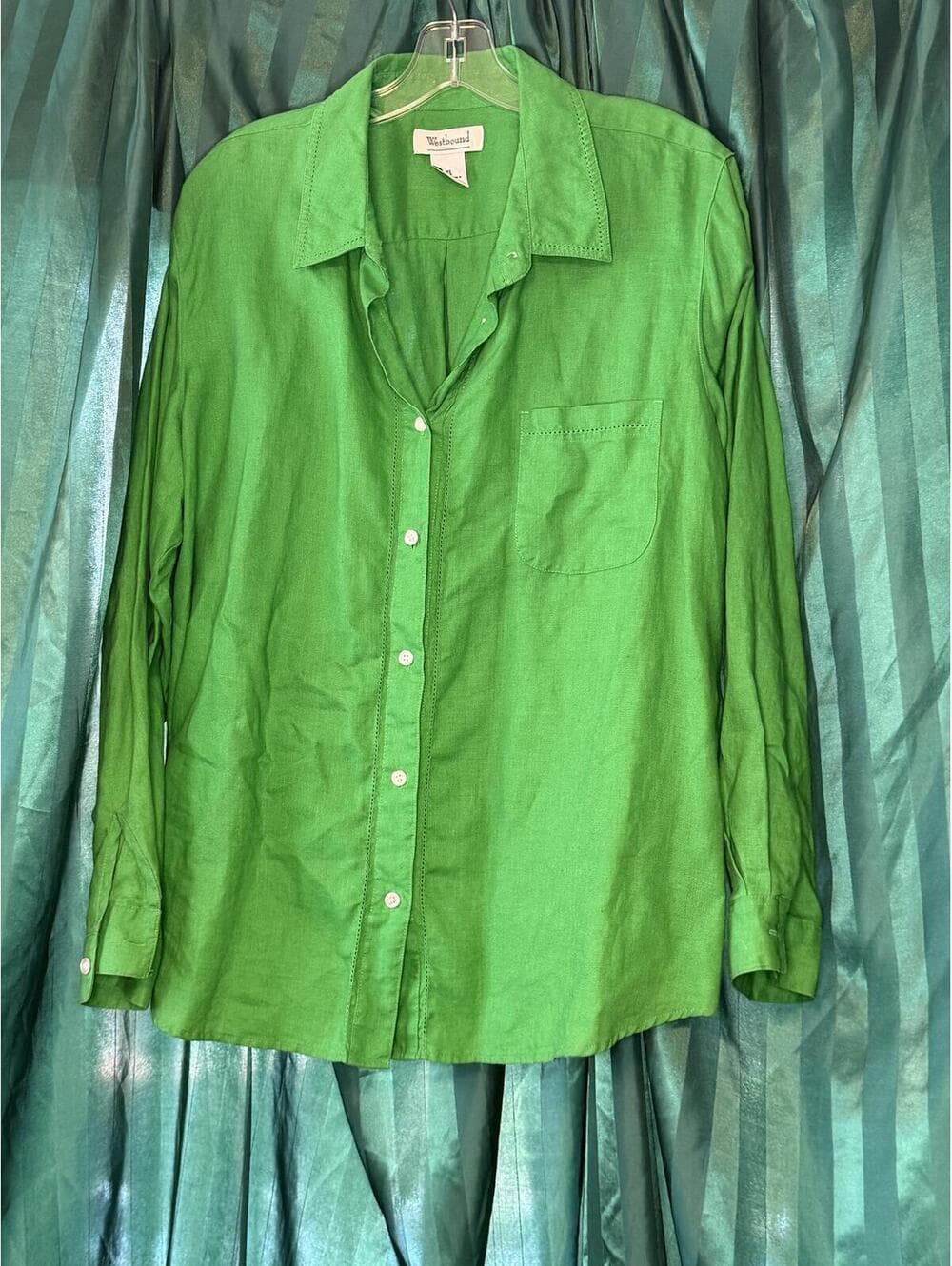 Wildwood Green Linen Button-Up Shirt - Lightweight Casual Menswear - Thumbnail 2