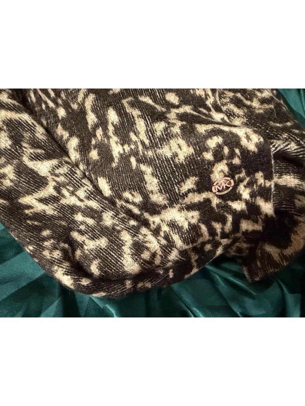 Michael Kors Cozy Brown Cream Animal Print Scarf - Thumbnail 3