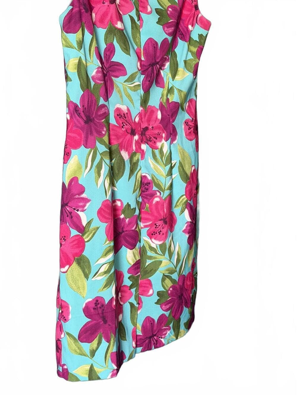 AGB Sleeveless Floral Print Sheath Dress - Aqua Blue - Thumbnail 5