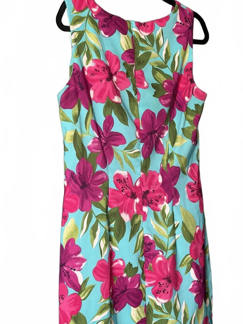 AGB Sleeveless Floral Print Sheath Dress - Aqua Blue - Thumbnail 4