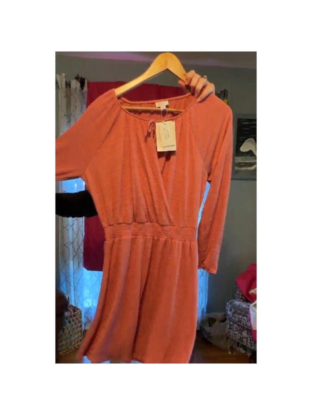 NWT LulaRoe Jody Peasant Dress M Old Rose Smocked Waist - Thumbnail 3