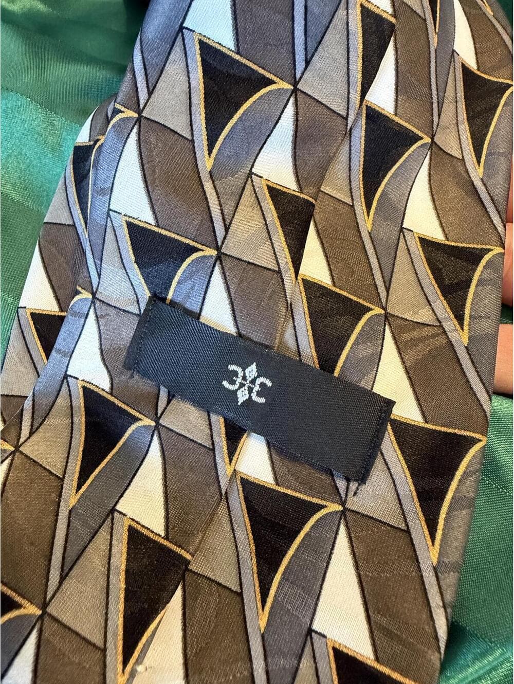 Geometric Pattern Polyester Tie - Classic Style - Thumbnail 4