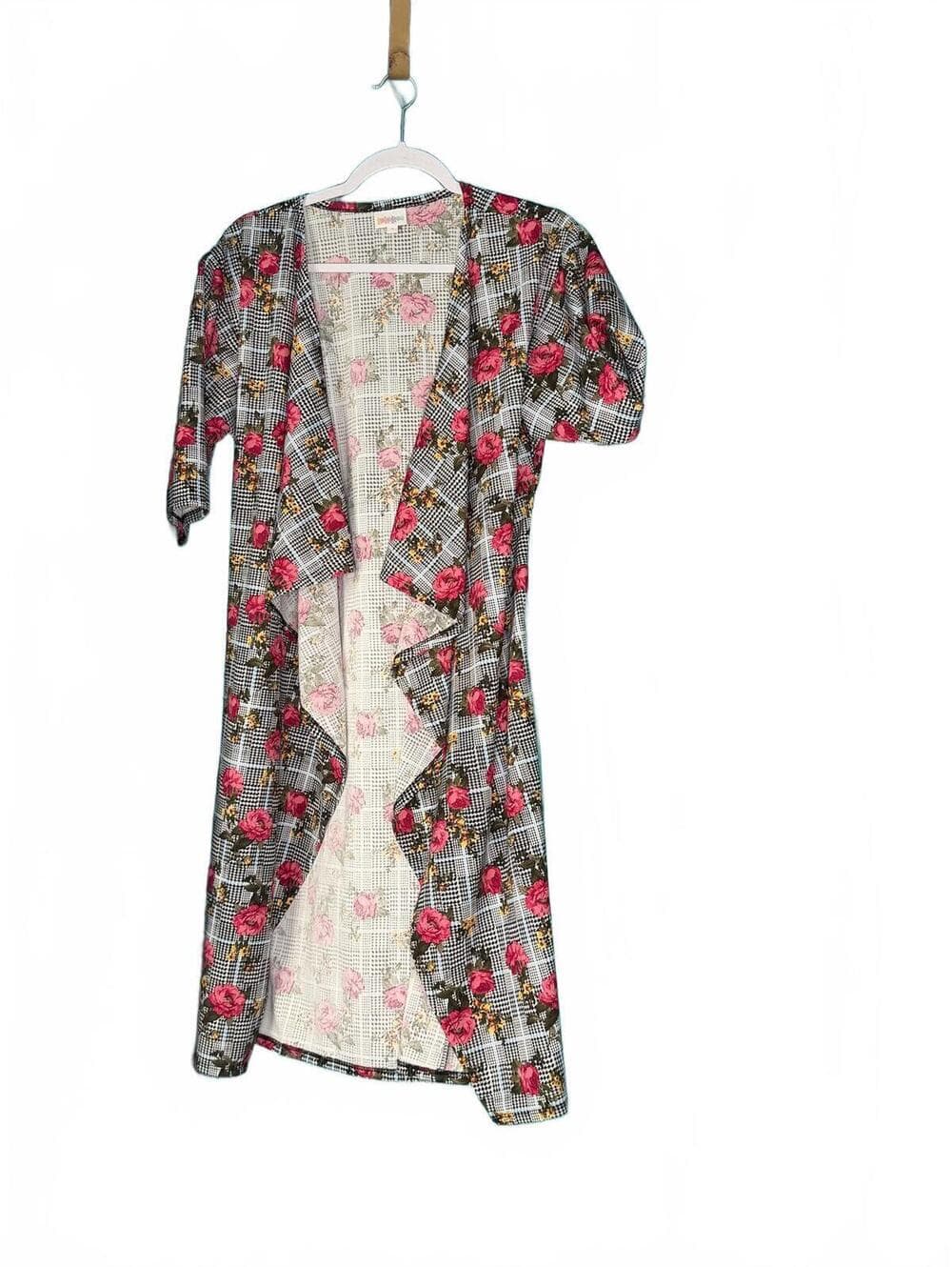 LuLaRoe Floral Plaid Kimono Cardigan - Flowery & Fabulous - Thumbnail 3