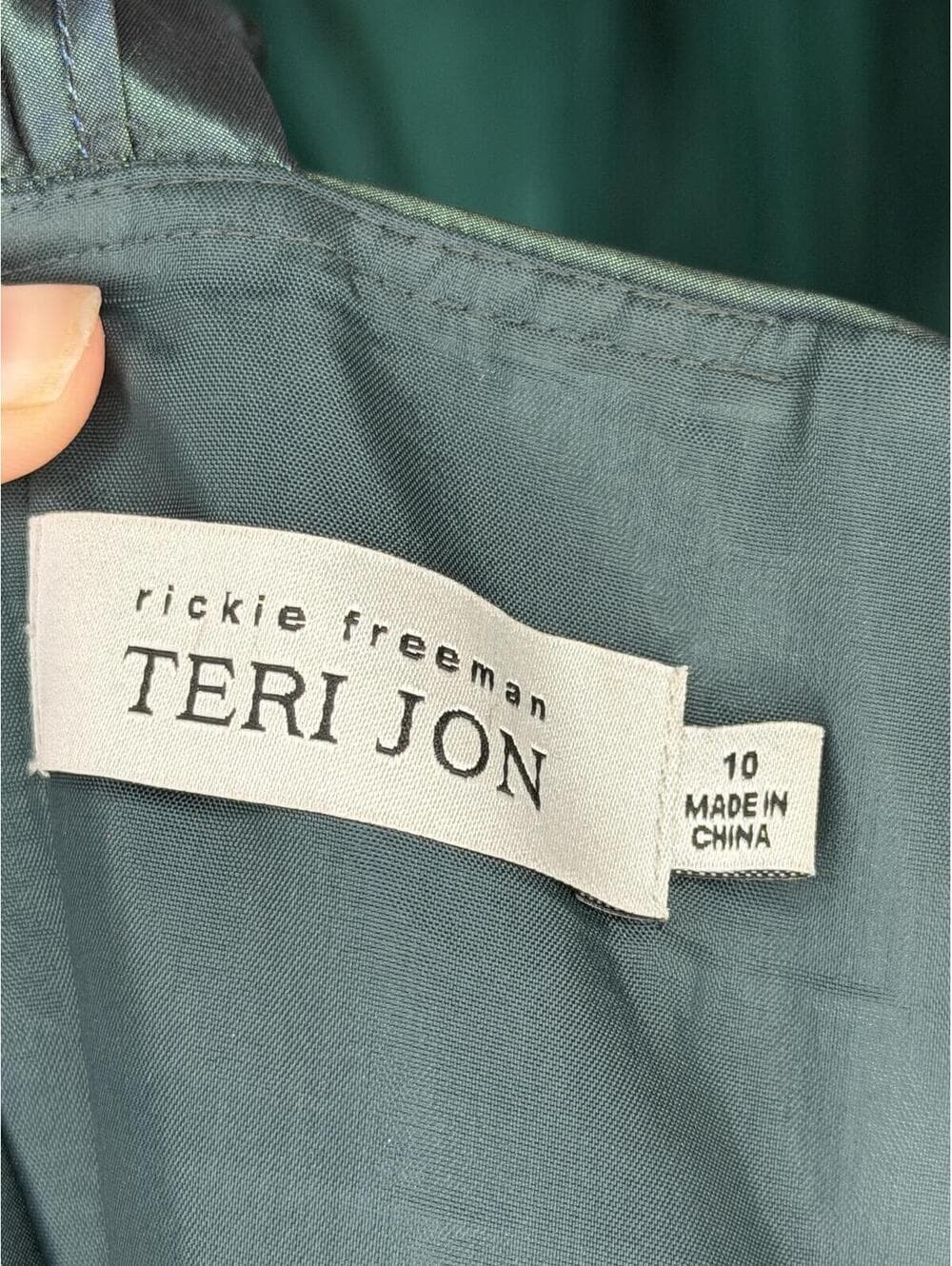 VINTAGE Teri Jon Rickie Freeman Emerald Silk Gown – Size 10 - Thumbnail 7