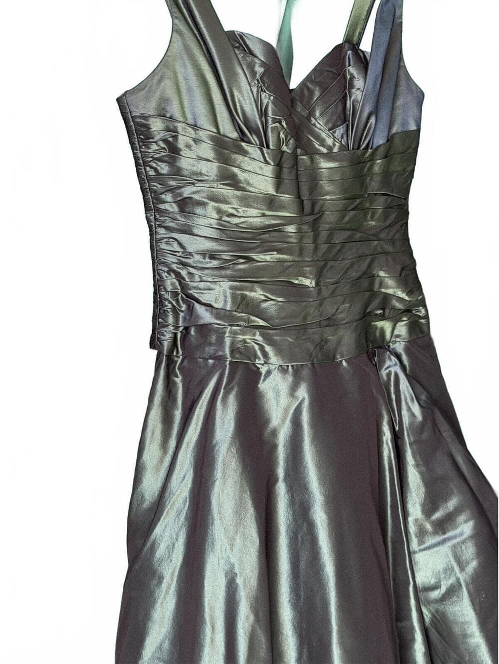 VINTAGE Teri Jon Rickie Freeman Emerald Silk Gown – Size 10 - Thumbnail 4