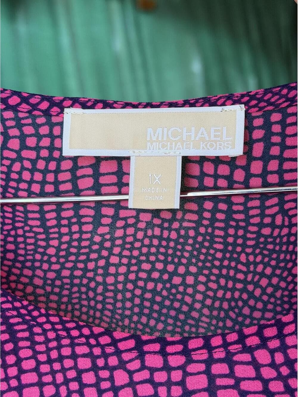 Michael Kors Pink Patterned Long Sleeve Blouse - Thumbnail 3