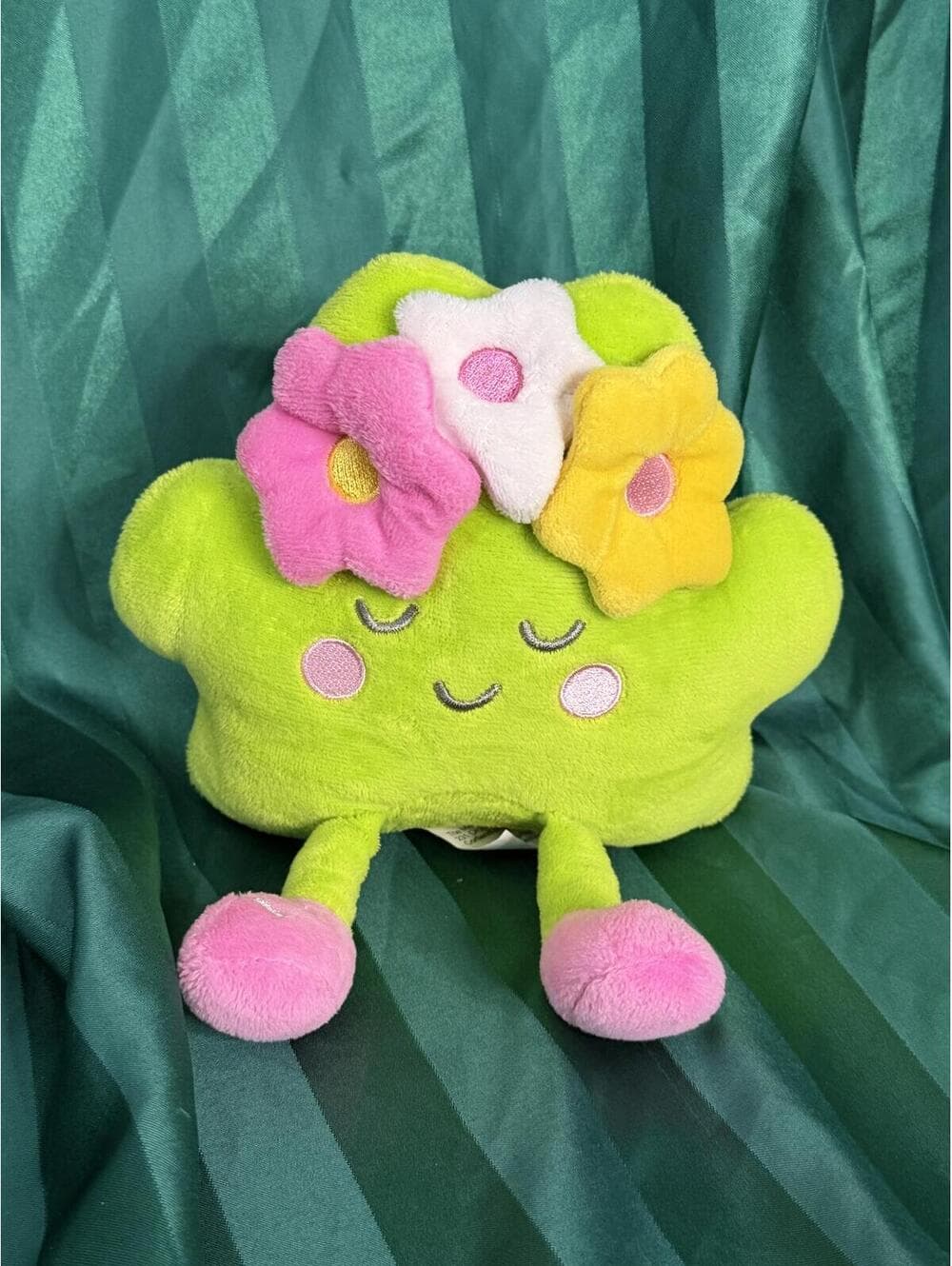 iScream Flower Cactus Plush Toy Neon Green & Pink Soft Stuffed Animal - Thumbnail 3