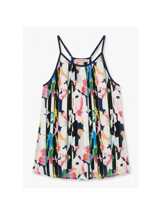 Philosophy Sleeveless Halter Top Abstract Blouse Floral
