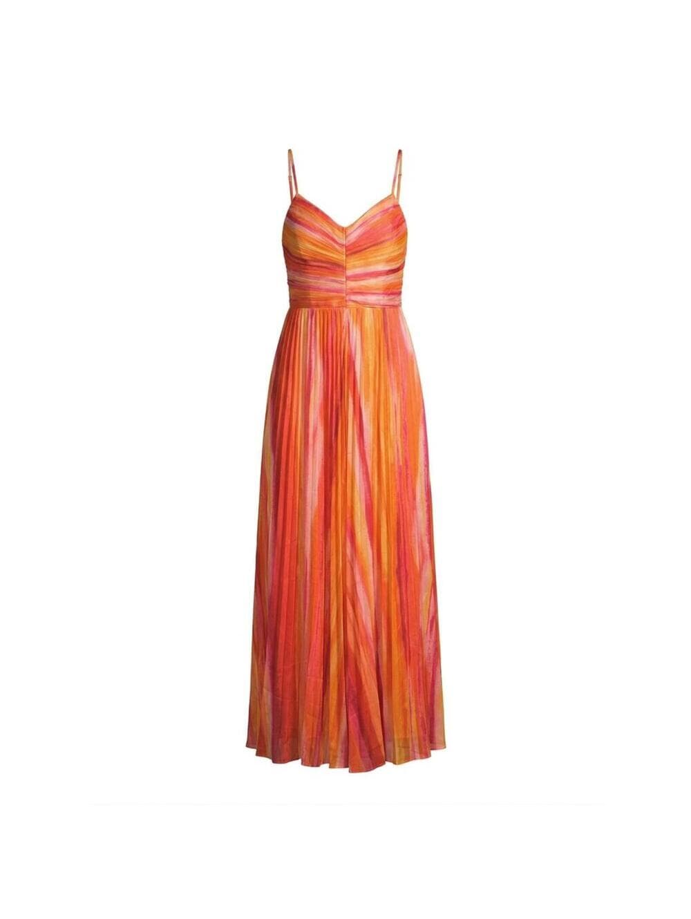 Nicole Miller Orange Maxi Dress 10 Sleeveless Smocked Resort - Thumbnail 2