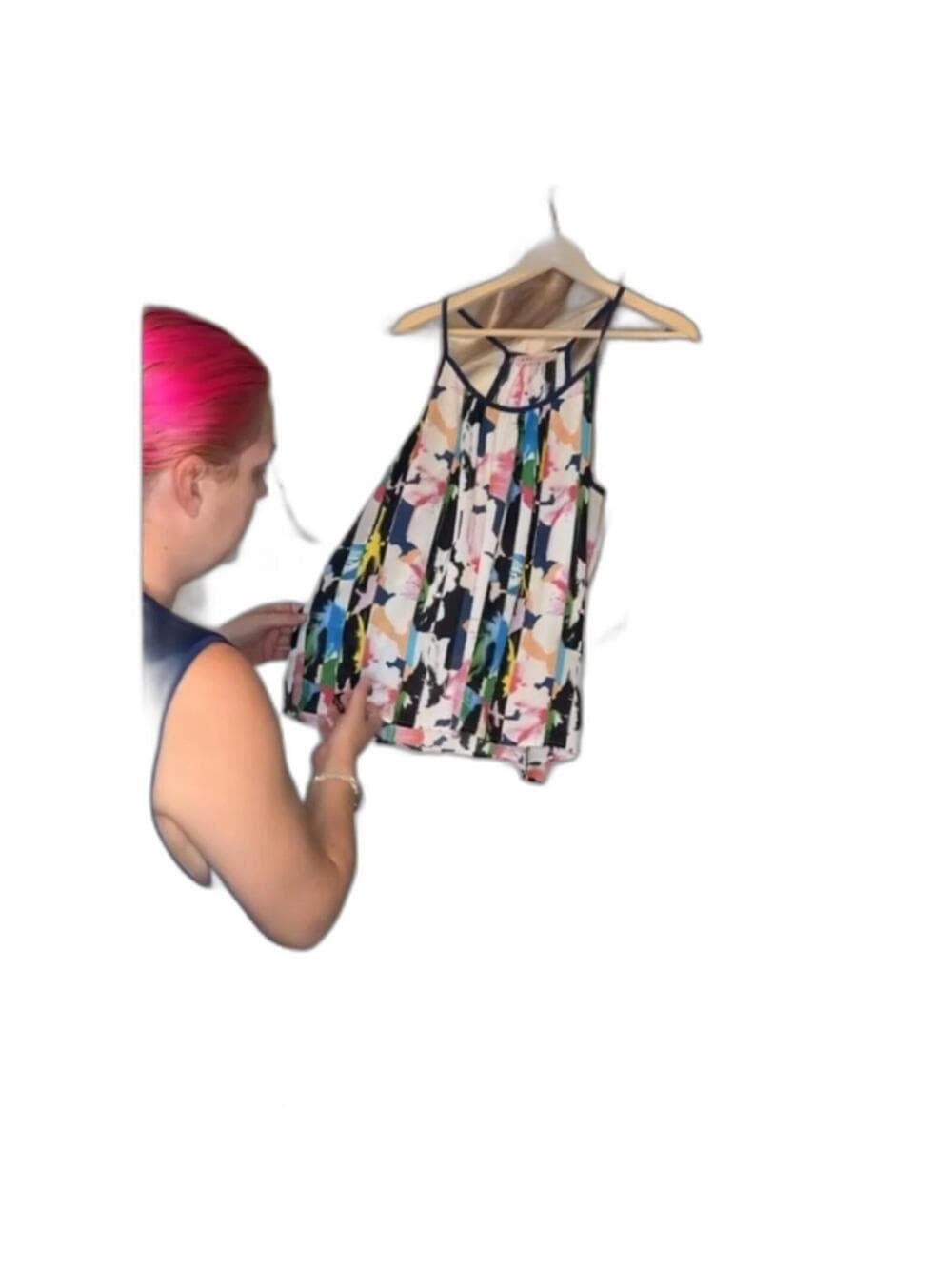 Philosophy Sleeveless Halter Top Abstract Blouse Floral - Thumbnail 7