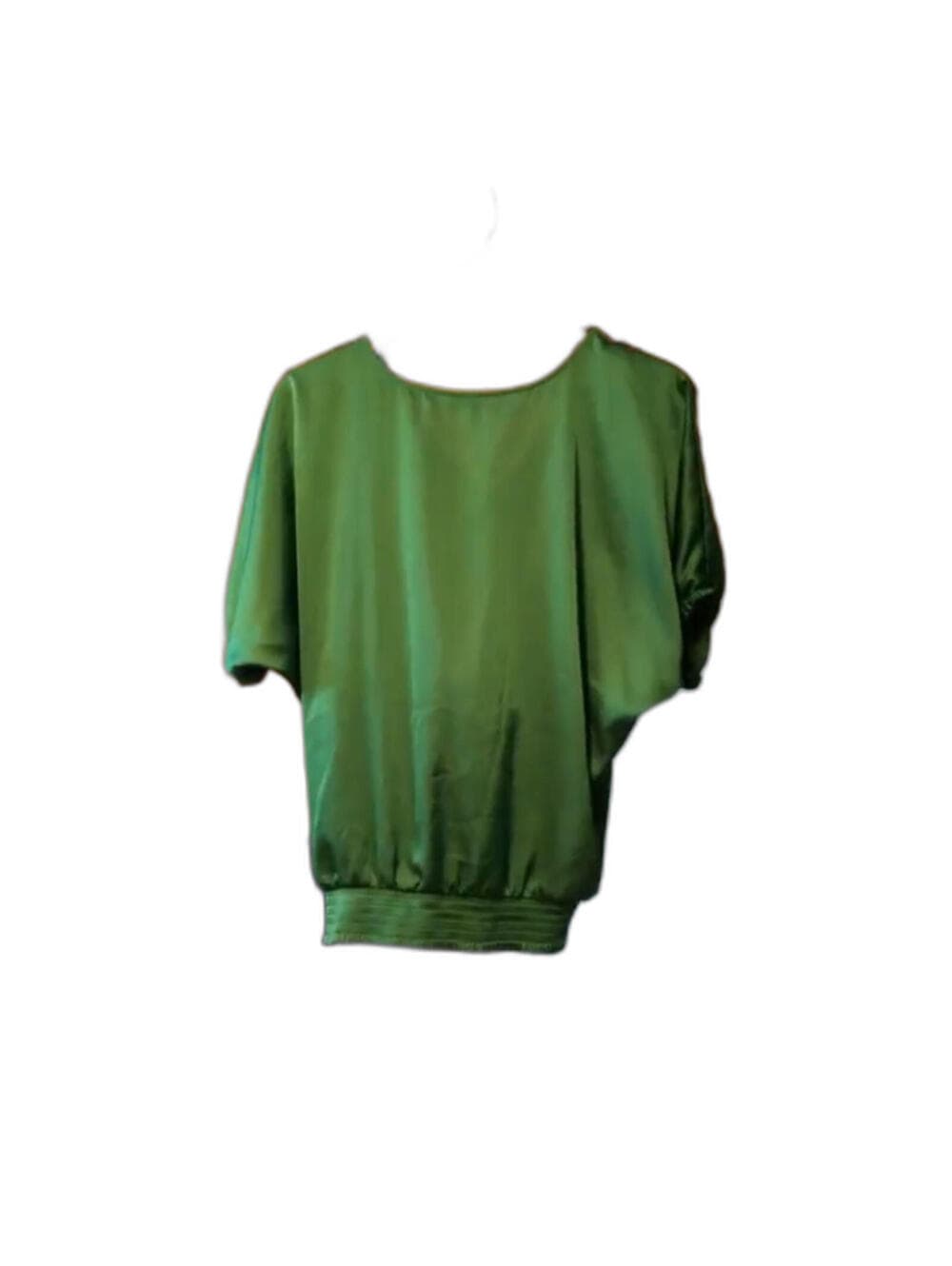 EXPRESS Satin Blouse V-Neck Dolman Sleeve Smocked Waist - Thumbnail 4