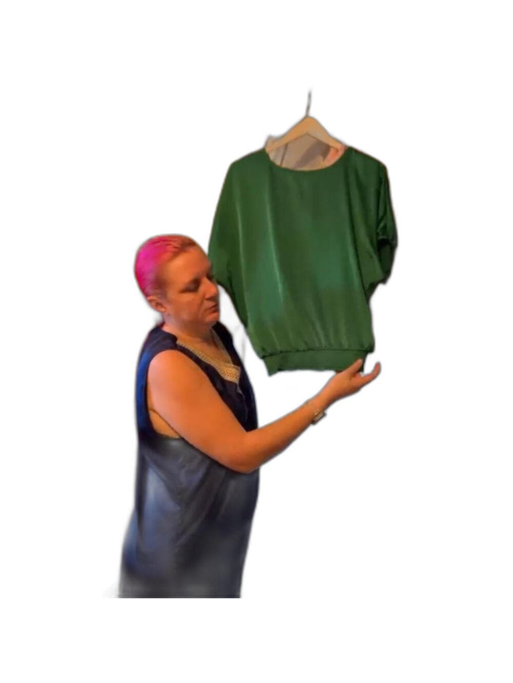 EXPRESS Satin Blouse V-Neck Dolman Sleeve Smocked Waist - Thumbnail 7