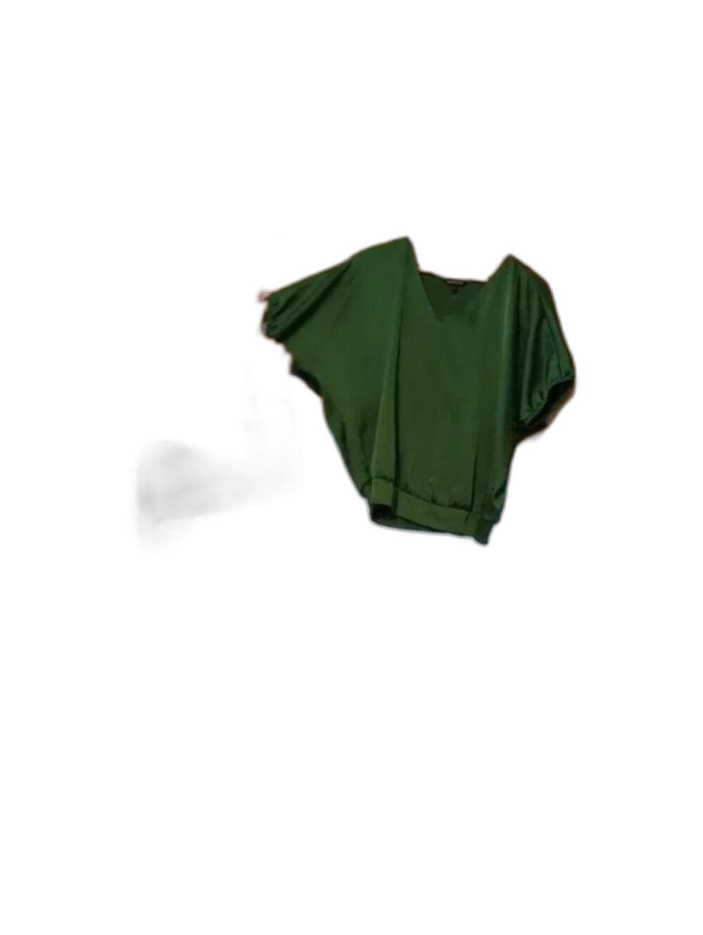 EXPRESS Satin Blouse V-Neck Dolman Sleeve Smocked Waist - Thumbnail 6