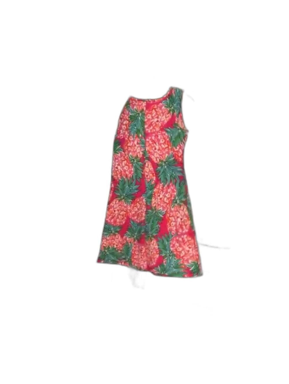 Ronni Nicole Sleeveless Shift Dress Vibrant Pink Pineapple - Thumbnail 5