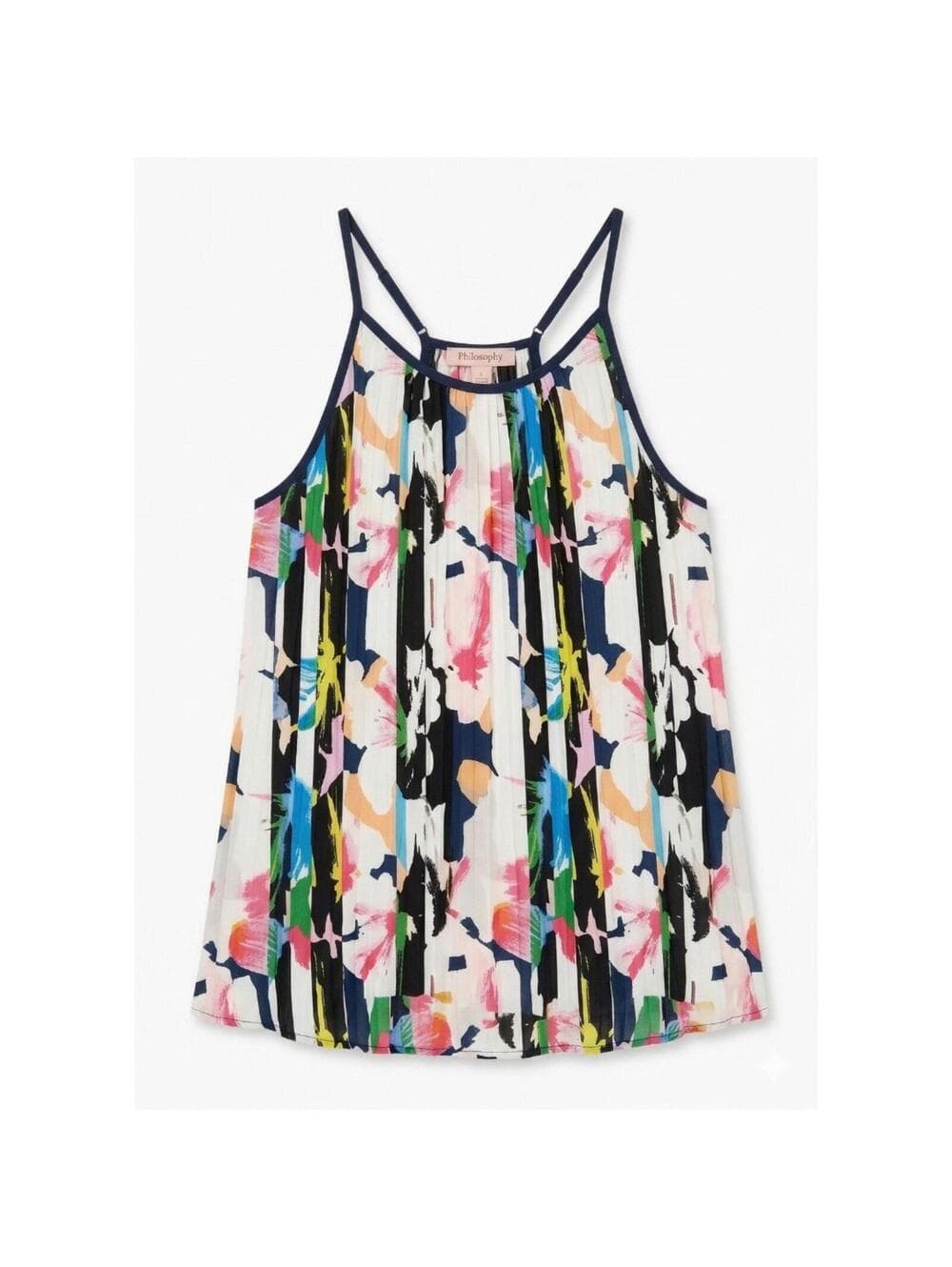 Philosophy Sleeveless Halter Top Abstract Blouse Floral - Thumbnail 2