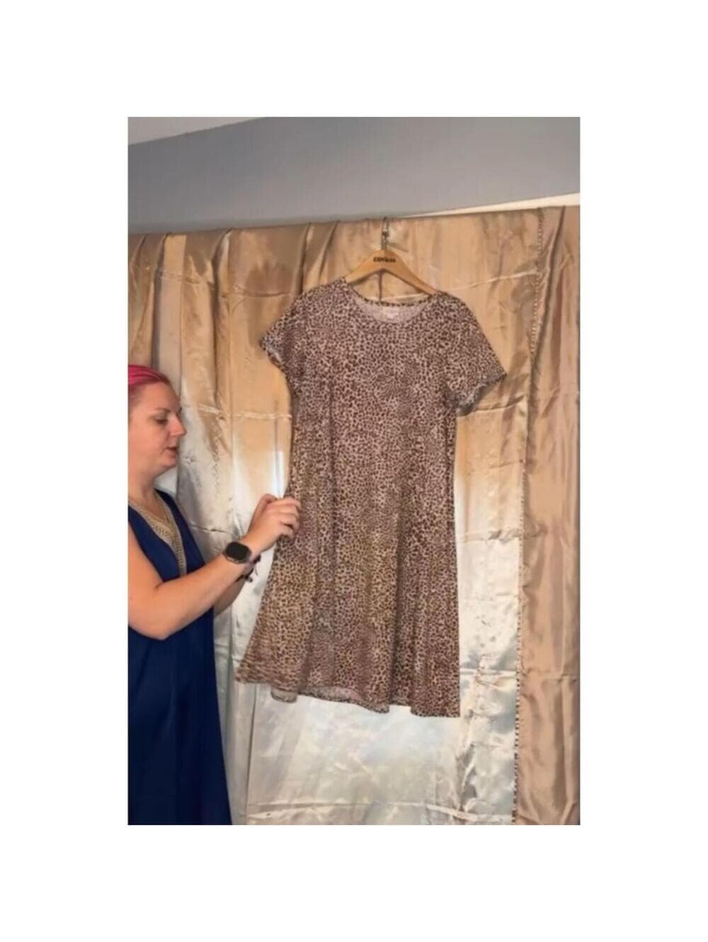 LuLaRoe Carly Dress Swing High Low A-Line Pockets Cheetah - Thumbnail 6