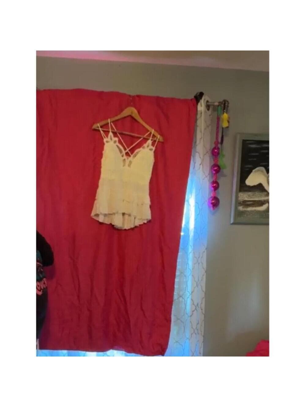 NWT Zenana White Lace Trim Ruffle Cami Tank Top Layered - Thumbnail 4