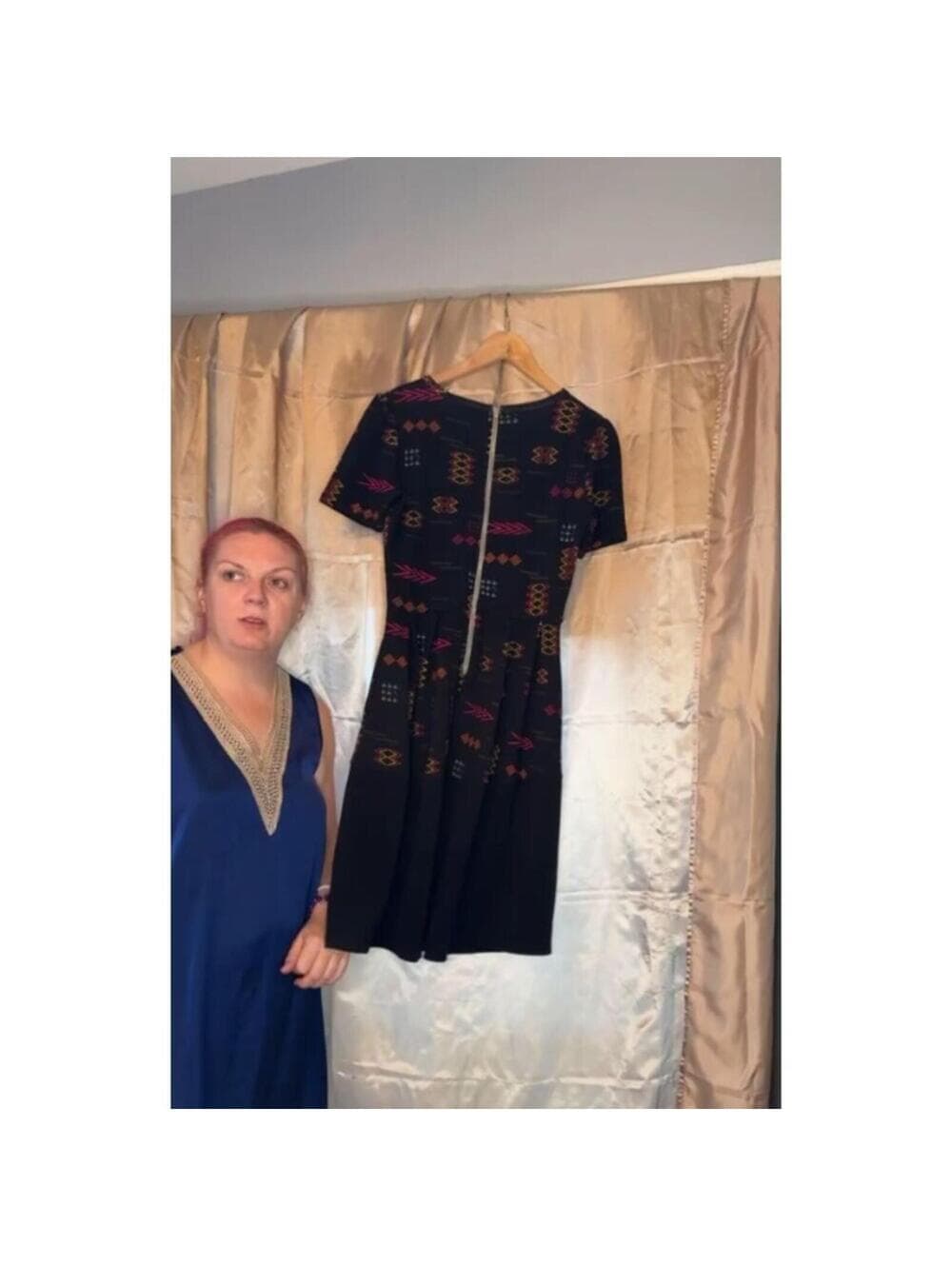 LuLaRoe Amelia Dress Geometric Tribal Print Pockets - Thumbnail 4