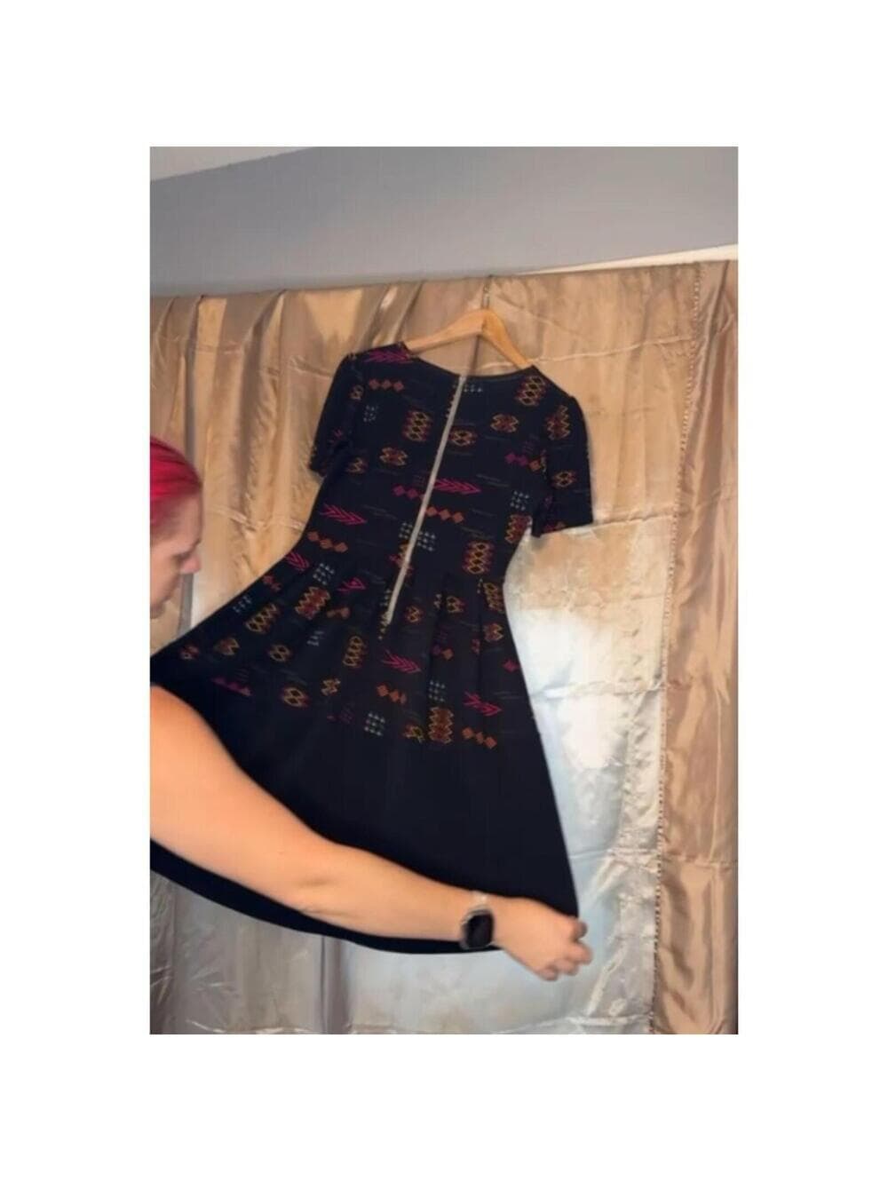 LuLaRoe Amelia Dress Geometric Tribal Print Pockets - Thumbnail 8