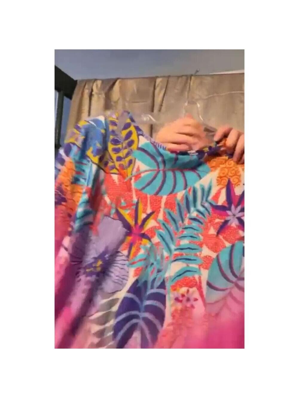 Slim Factor Slim-Sation Poncho Top Tropical Floral Layered - Thumbnail 7