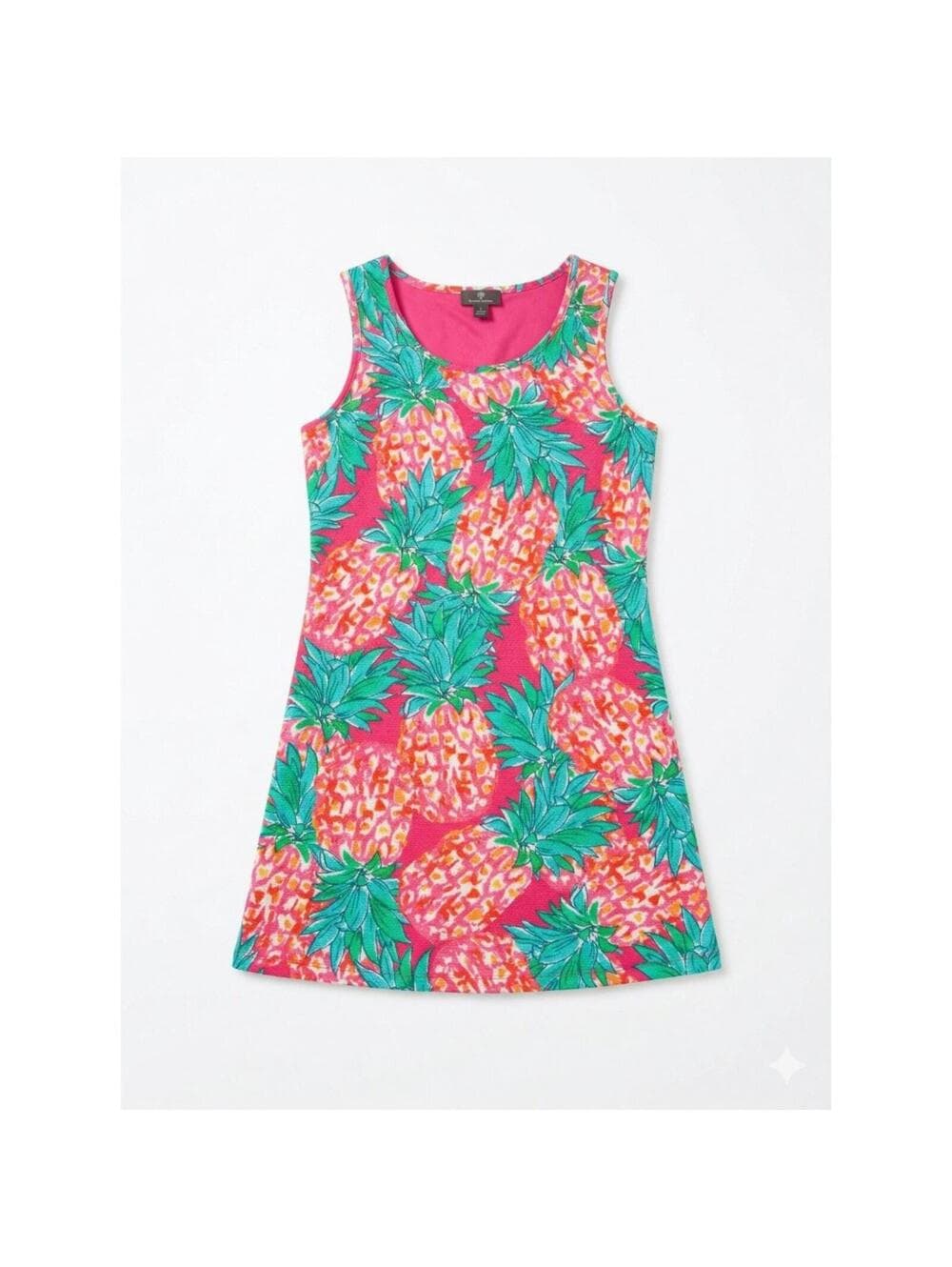 Ronni Nicole Sleeveless Shift Dress Vibrant Pink Pineapple - Thumbnail 2