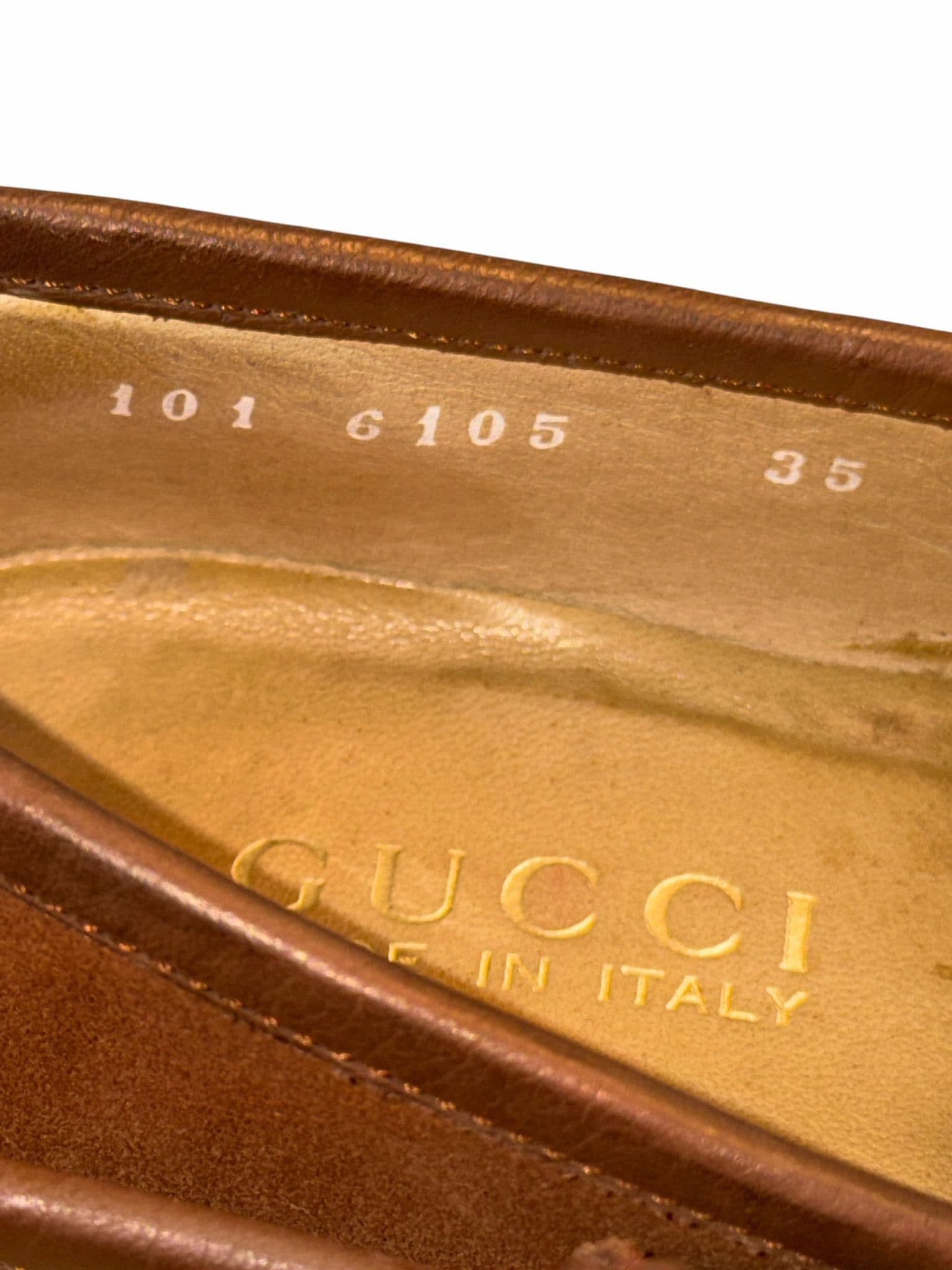 475. Gucci Horsebit Loafers sz 35 Brown Suede Leather Slip On Shoes Made in Italy - Thumbnail 2