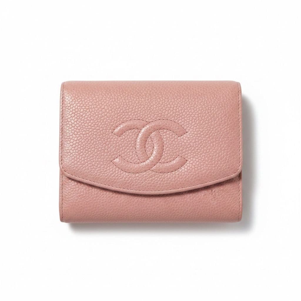 472. Chanel Pink Caviar Leather CC Compact Wallet Small Flap Wallet