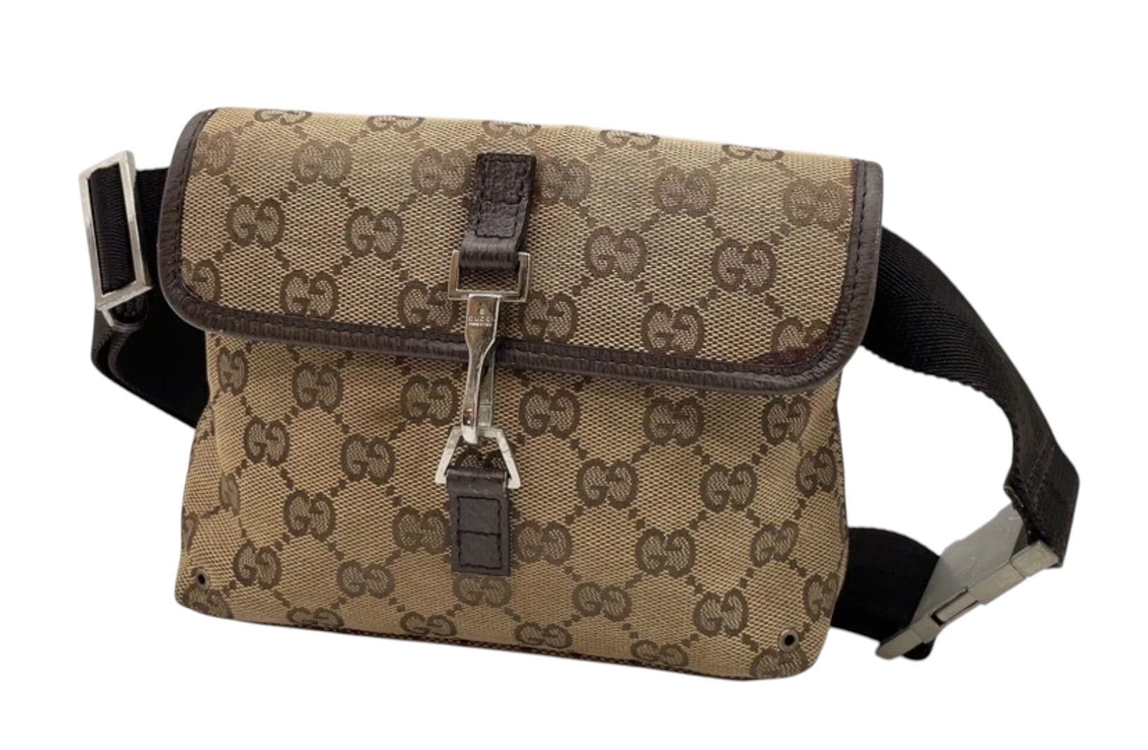 471. GUCCI GG Monogram Flight Belt Bag Dark Brown