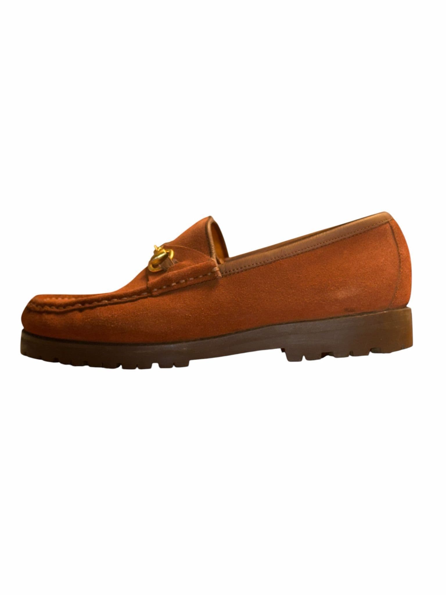 475. Gucci Horsebit Loafers sz 35 Brown Suede Leather Slip On Shoes Made in Italy - Thumbnail 6