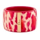 006. Christian Dior Vintage Leopard Resin Wide Bangle Bracelet Orange and Ivory - Thumbnail 3