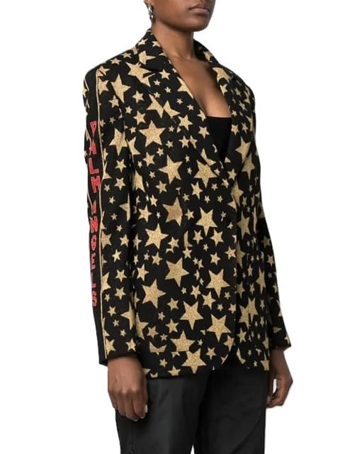 Palm Angels Star Print Blazer with Logo Sleeves - Thumbnail 4